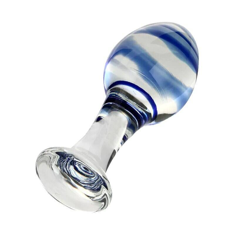 Анальная пробка стеклянная, синяя GT-33 