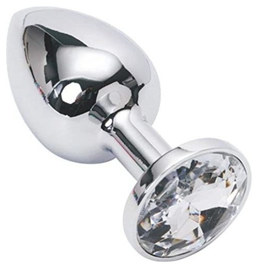 Анальная пробка из гладкого металла L прозрачный кристал