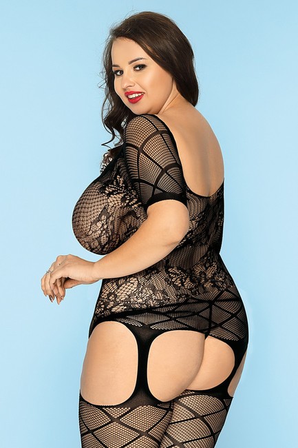 JSY P81172 Боди сетка большого размера L-XXL с имитацией чулок