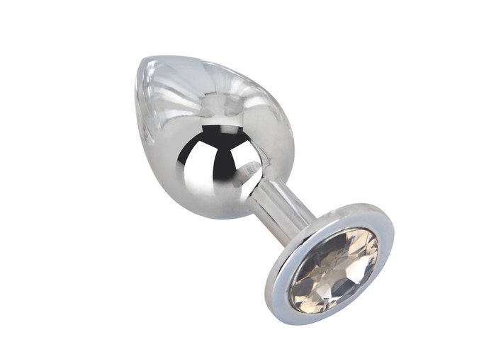 Анальная пробка из гладкого металла L прозрачный кристал