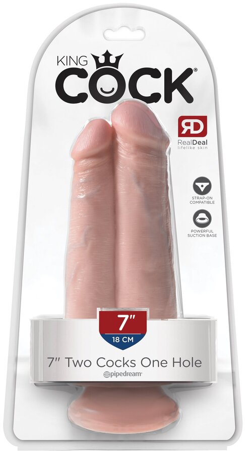 PipeDream King Cock 7" Фаллоимитатор двойной на присоске, L=17,8см, d=7,4см 