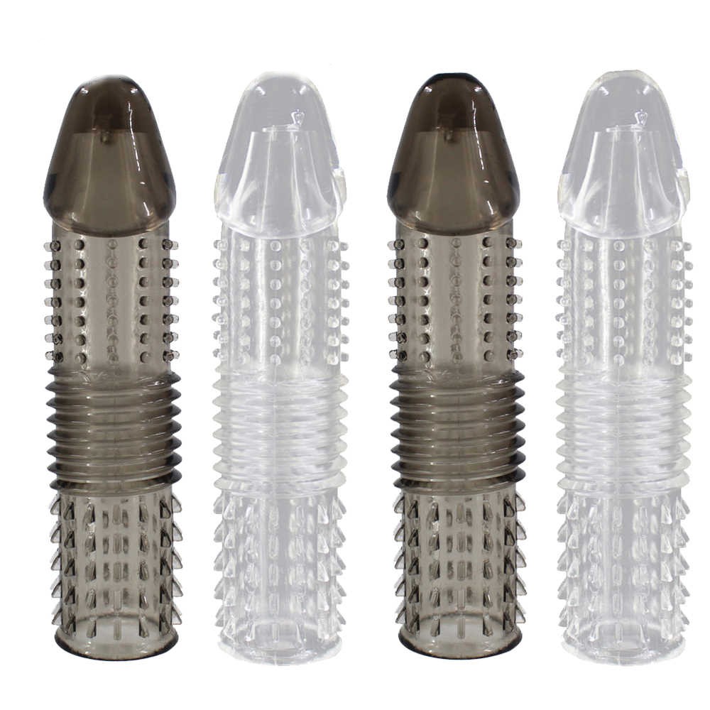 Насадка на пенис с кольцами и пупырышками, PS-17, черный 