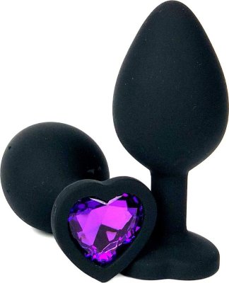 Анальная пробка, сердечко, черная AP-51-L 