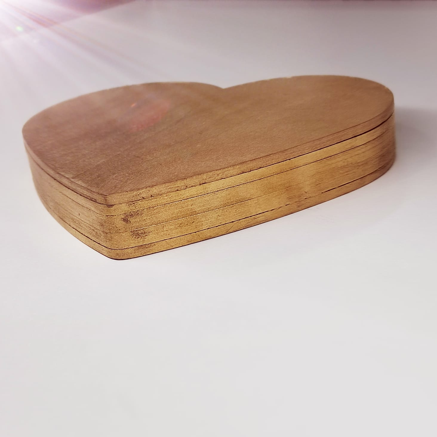 Шкатулка "Сердце", золотистая, малая 