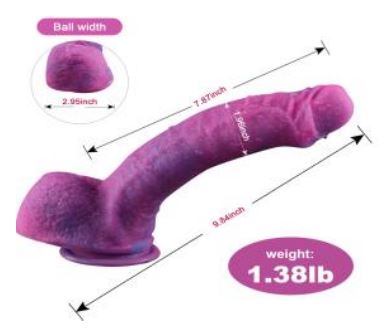 Фаллоимитатор реалистик фиолетово-розовый, 25см, RD-80 