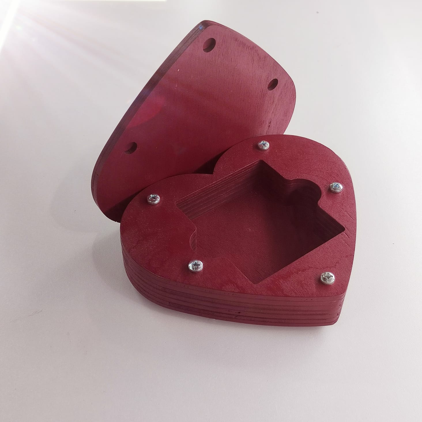 Шкатулка "Сердце", бордовая, большая 