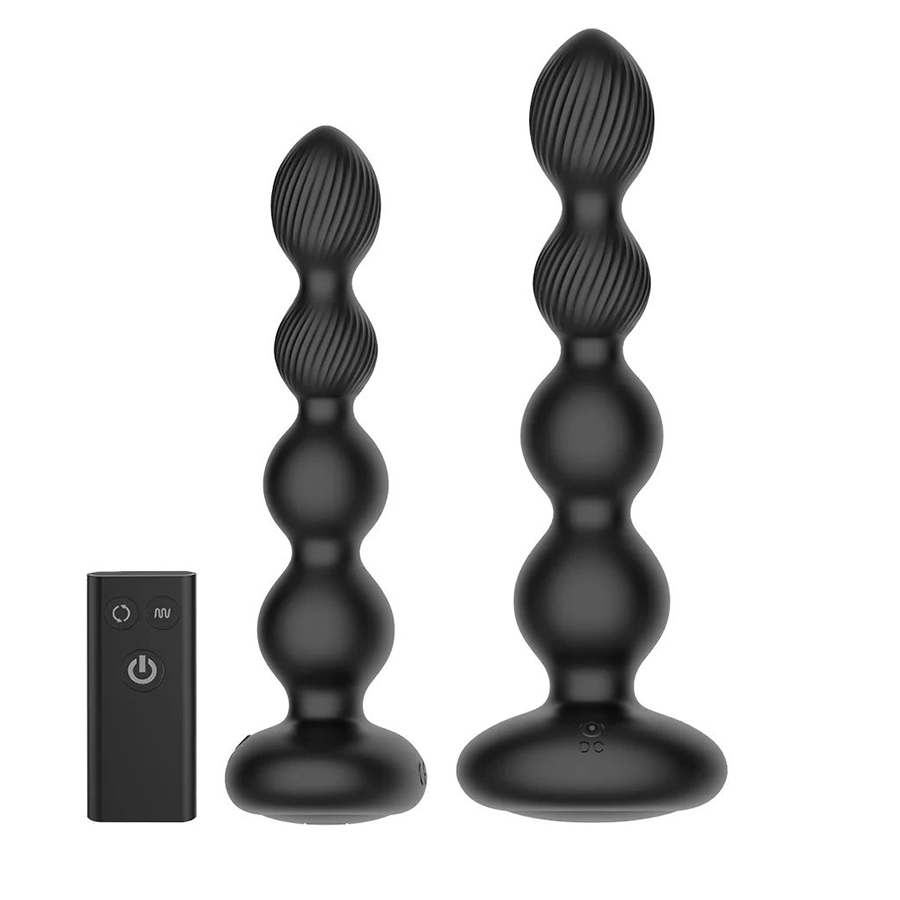 Nexus Tornado Beaded Probe Large Анальная вибровтулка с пультом, функцией вращения, черная