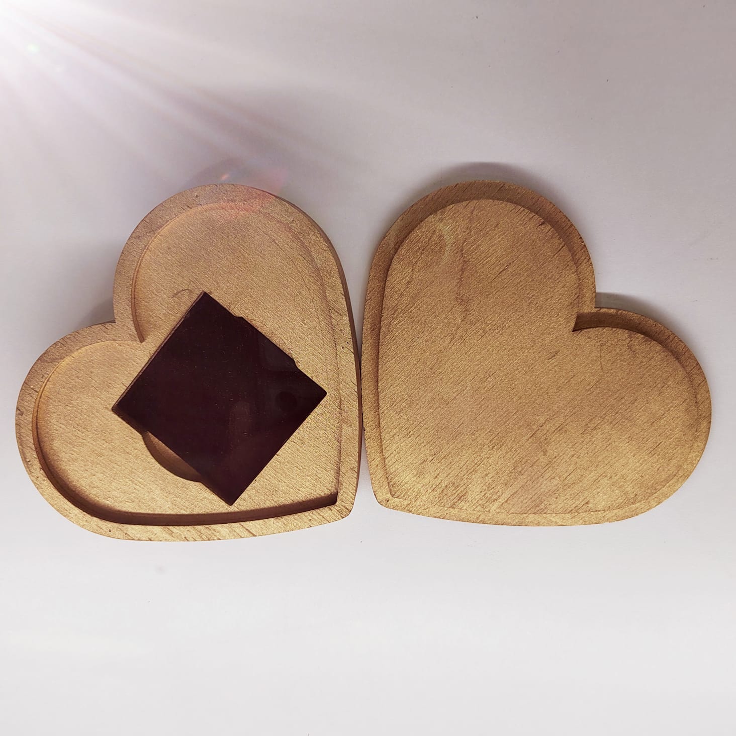 Шкатулка "Сердце", золотистая, малая 