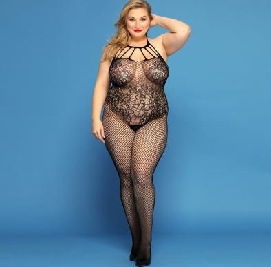 JSY P91168 Боди сетка большого размера L-XXL цветочный узор