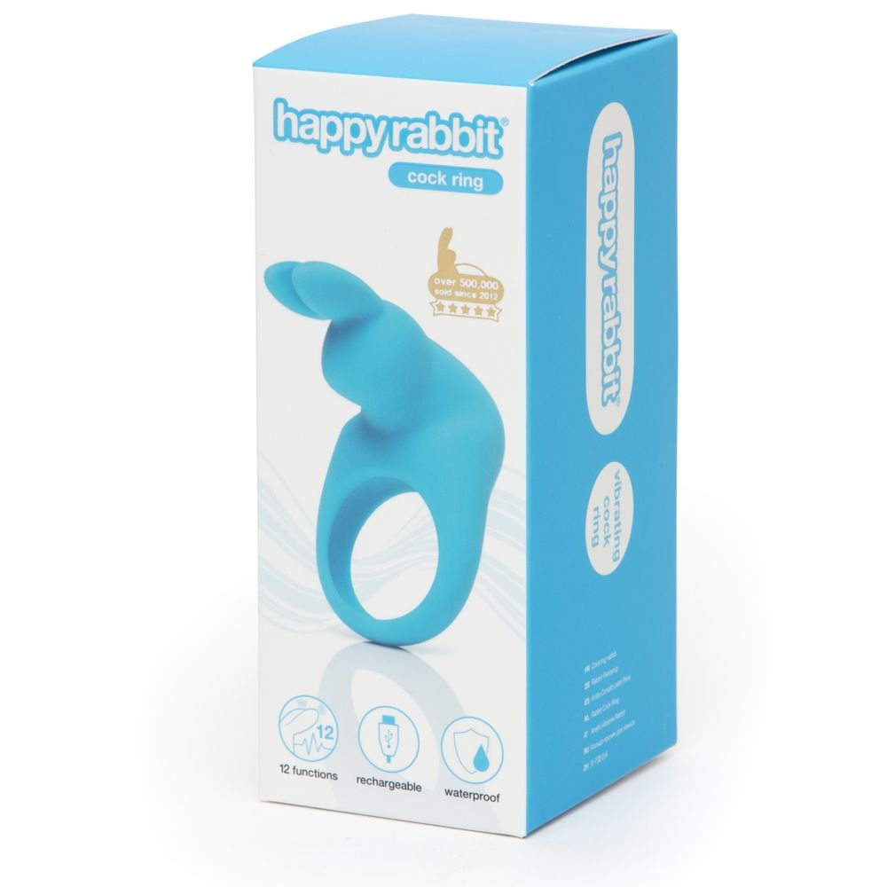 Эрекционное кольцо Happy Rabbit с вибрацией, голубое