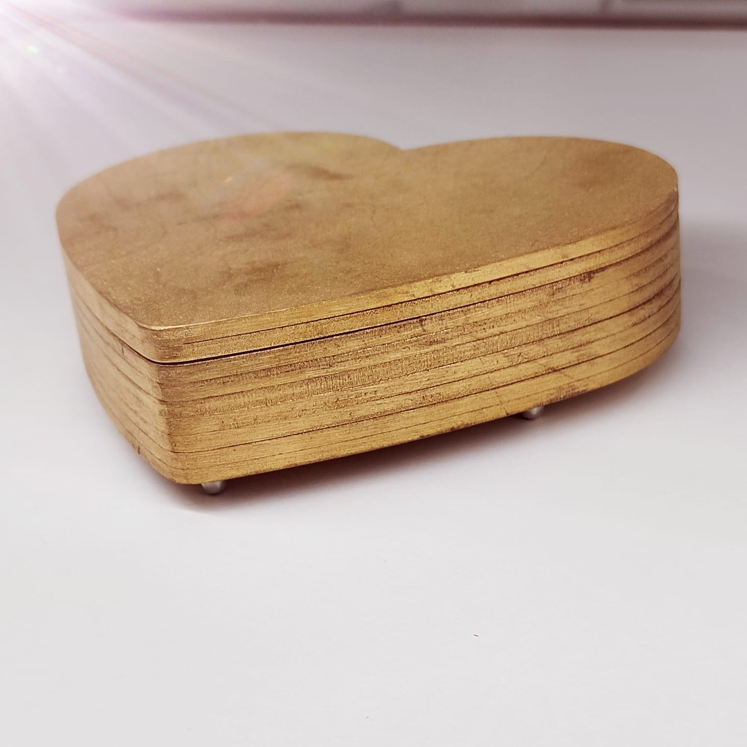 Шкатулка "Сердце", золотистая, большая 