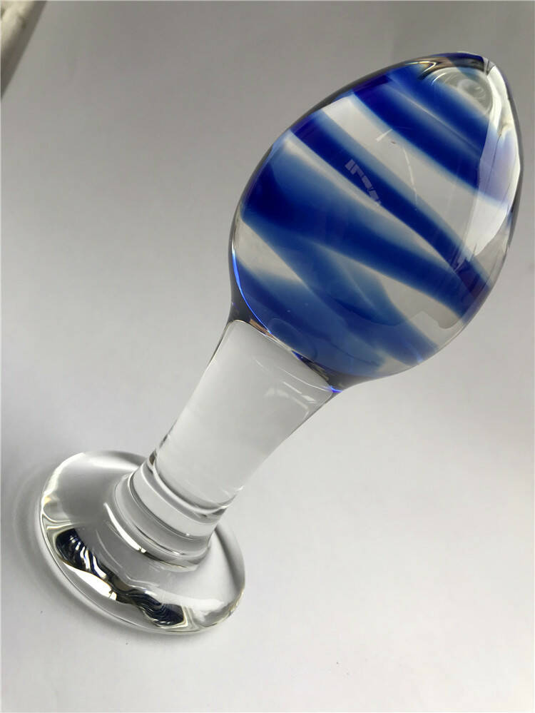 Анальная пробка стеклянная, синяя GT-33 